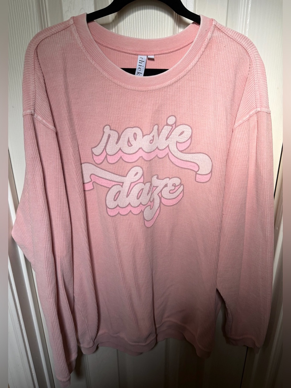 Rosie Daze Retro Pink Graphic Long Sleeve Ribbed Top